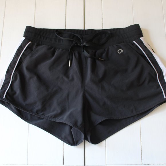 GAPFit Black Flutter Running Shorts With White Racer Stripe and Drawstring - Picture 1 of 5